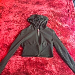 Black Cropped Hoodie for Women